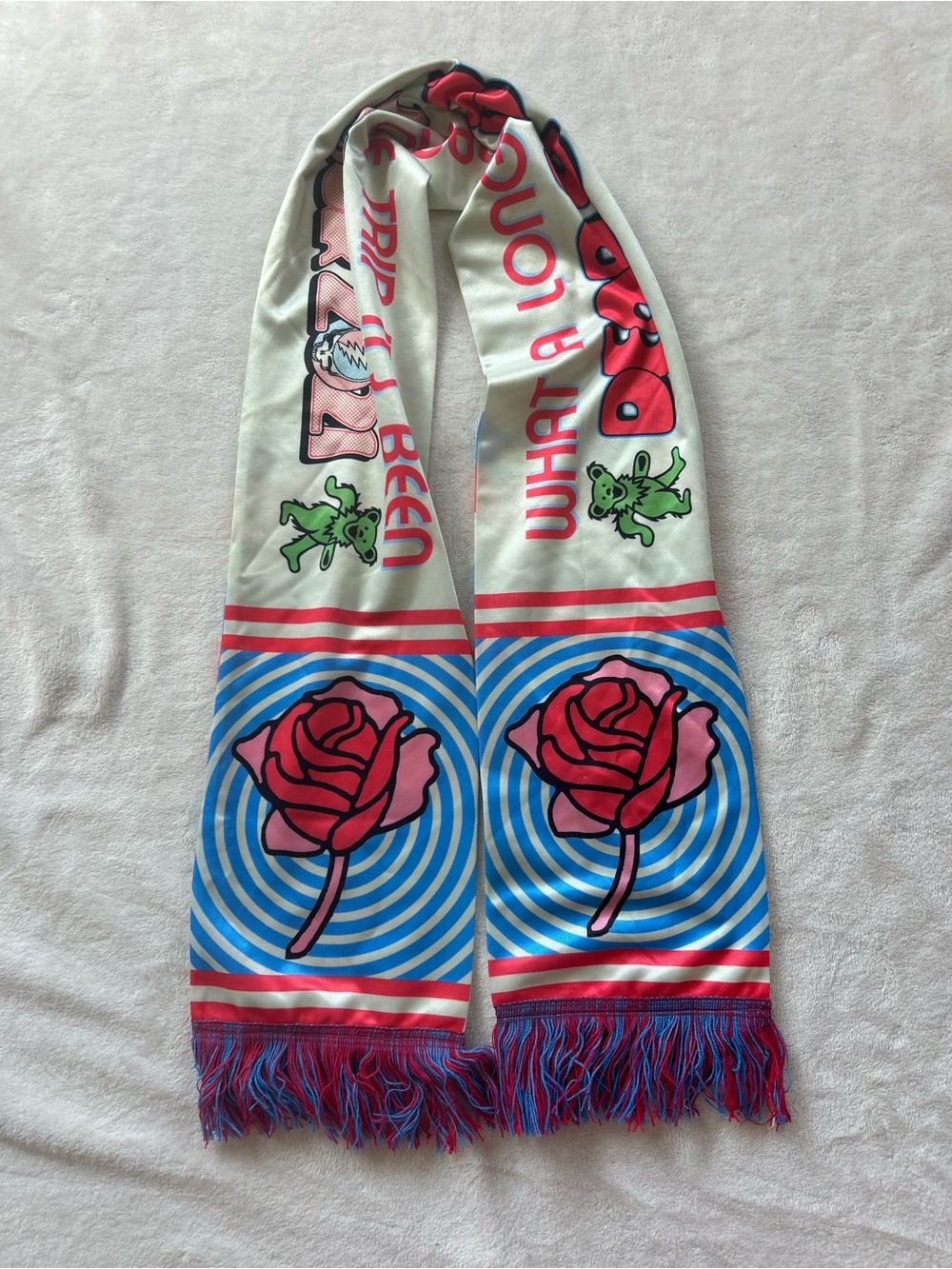 Dead & Co. VIP 2021 Tour Fringed Scarf “Long Strange Trip” Lyrics